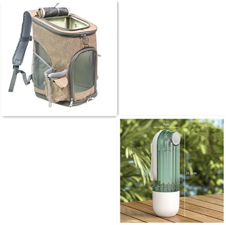 2-in-1 portable pet water and food cup for dog walks.