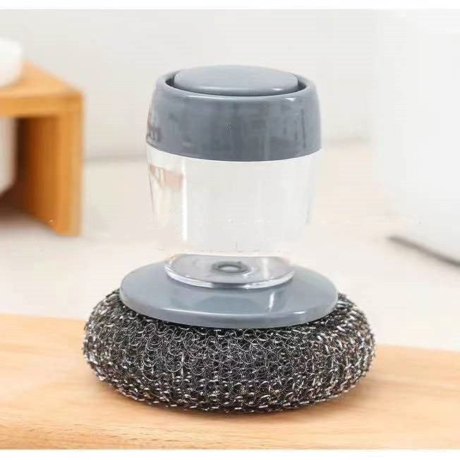Soap Dispensing Palm Brush – Push-Type Kitchen Cleaner.