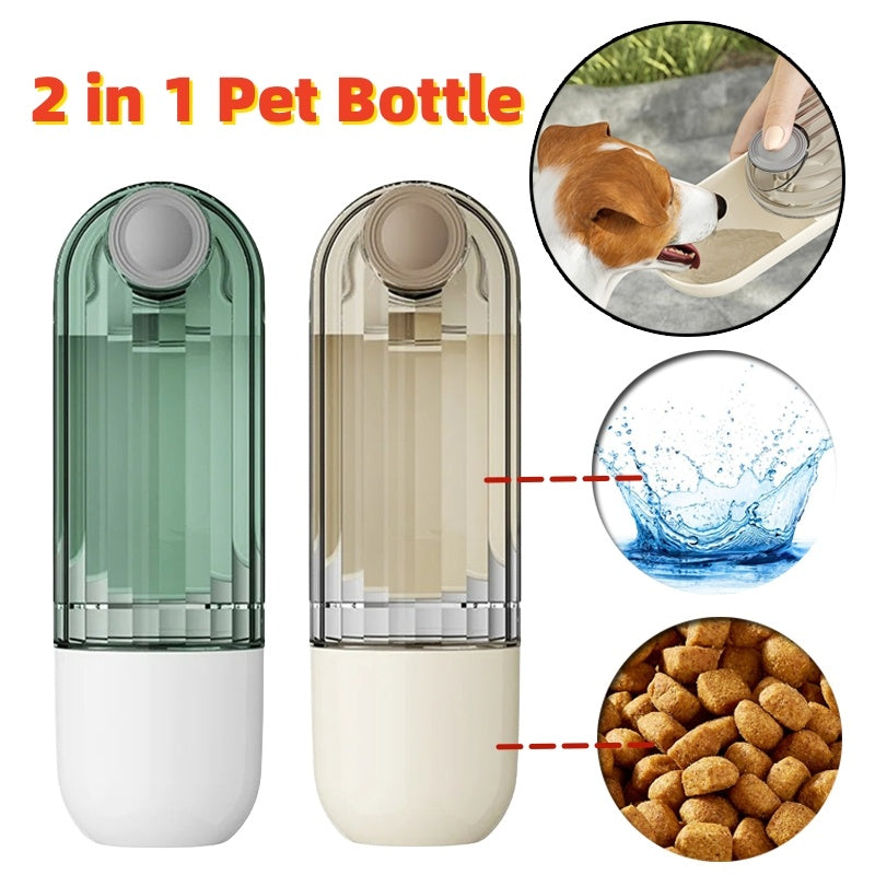 2-in-1 portable pet water and food cup for dog walks.