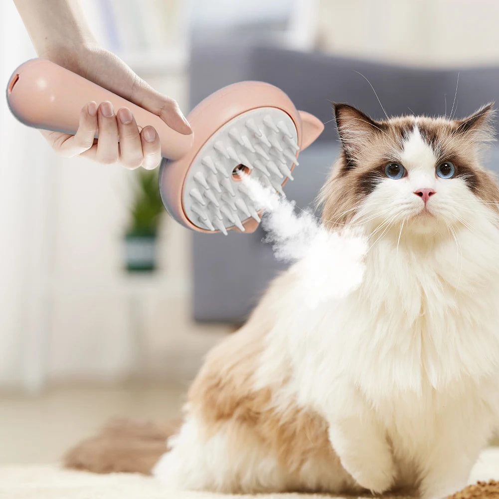 Rechargeable Mist Grooming Brush – Self-Cleaning Slicker for Pets.