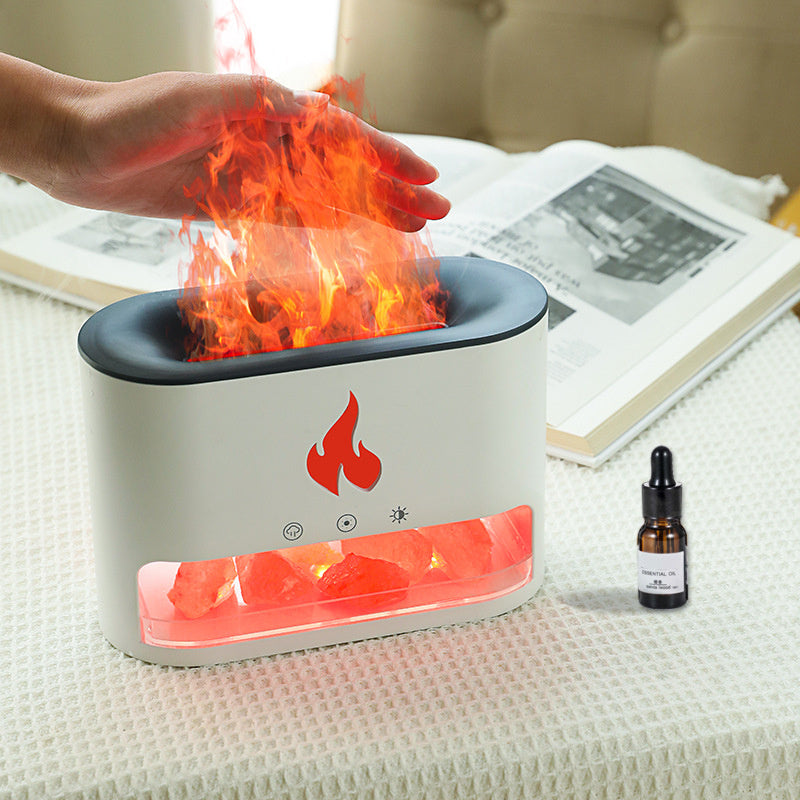 Flame Humidifier & Aromatherapy Lamp – 3D Simulation & Crystal Salt.