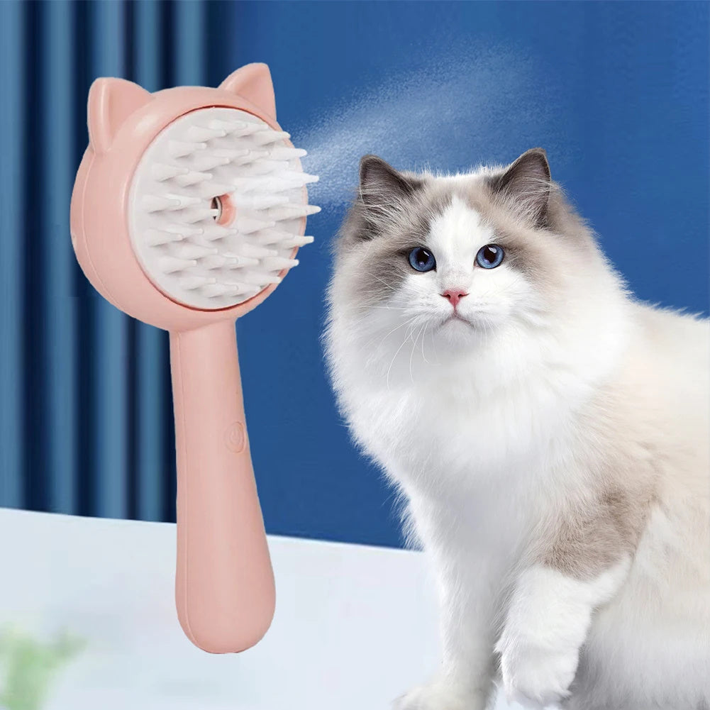 Rechargeable Mist Grooming Brush – Self-Cleaning Slicker for Pets.