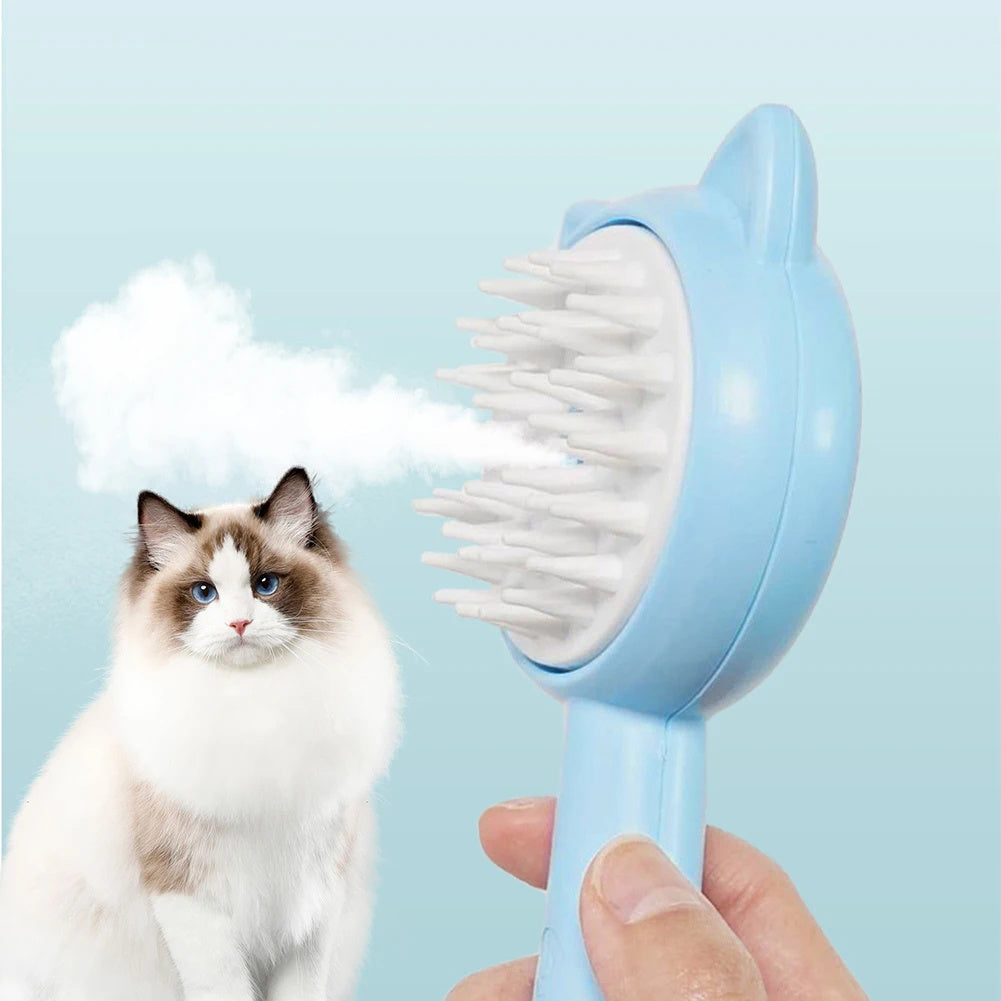 Rechargeable Mist Grooming Brush – Self-Cleaning Slicker for Pets.