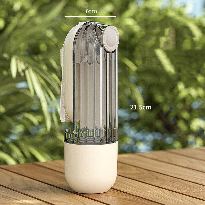 2-in-1 portable pet water and food cup for dog walks.