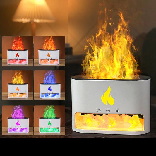 Flame Humidifier & Aromatherapy Lamp – 3D Simulation & Crystal Salt.